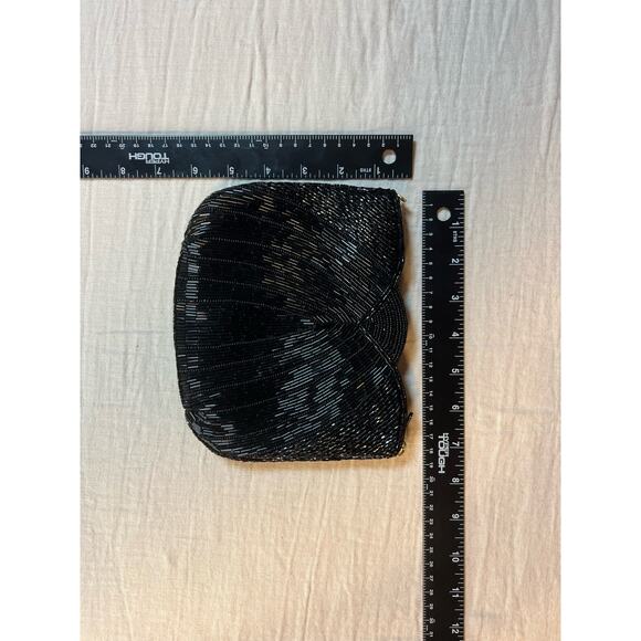 Vintage Black La Regale Glass Beaded Evening Shoulder Clutch Bag 23" Chain - Picture 6 of 6